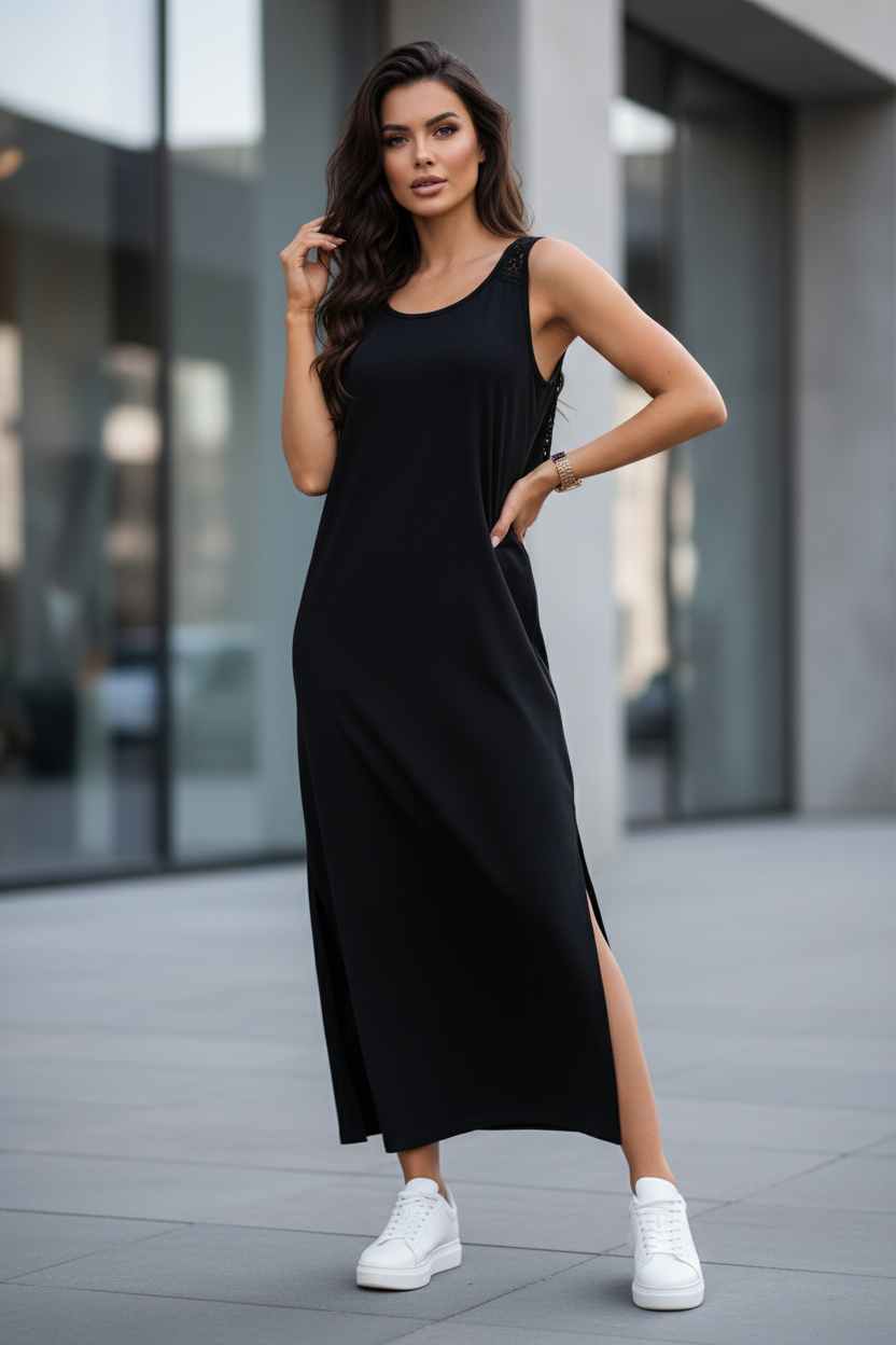 Vestido Midi Sin Espaldas con Encaje - LÚVORA