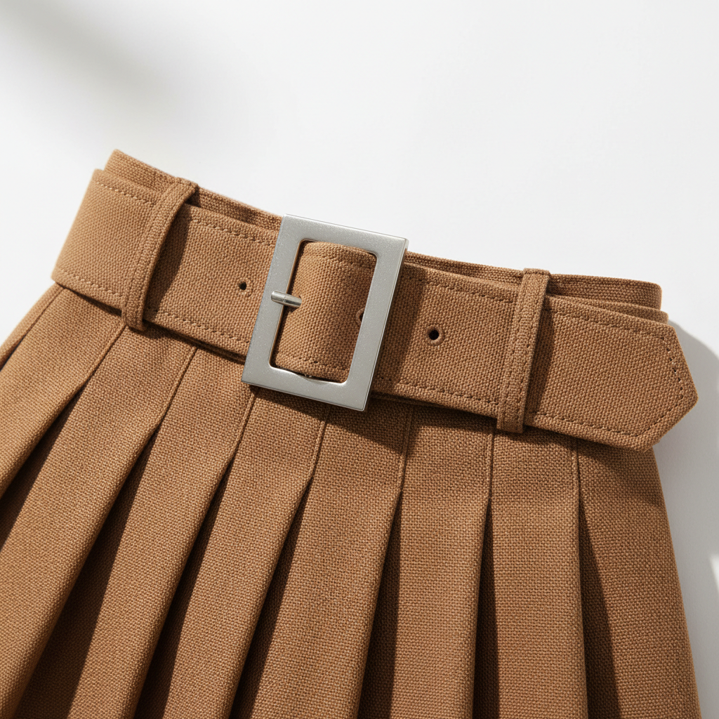 Falda Mini Plumeteada de Pana con Cinturón - LÚVORA