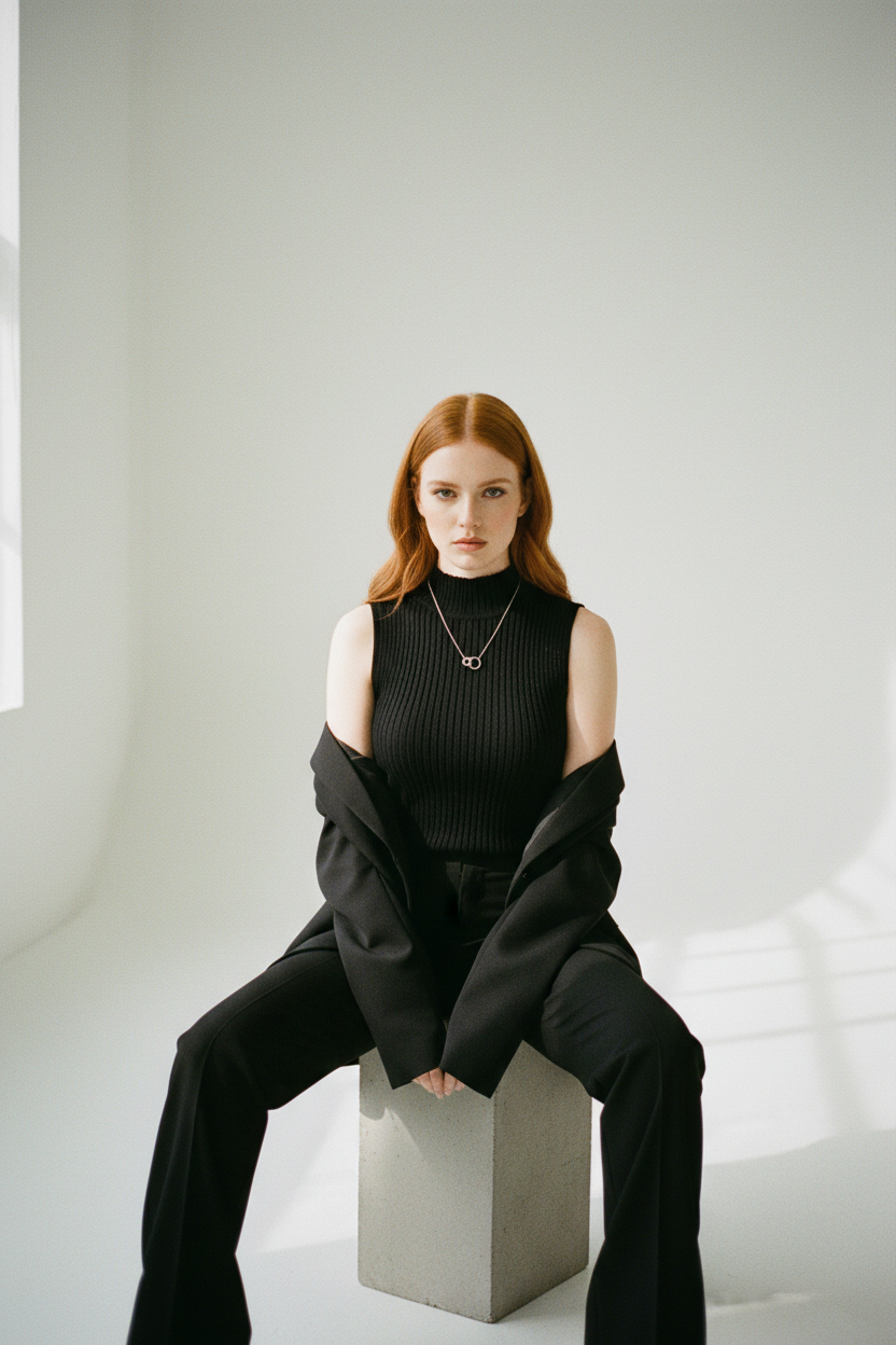 Top de Punto Cuello Alto Sofisticado - LÚVORA