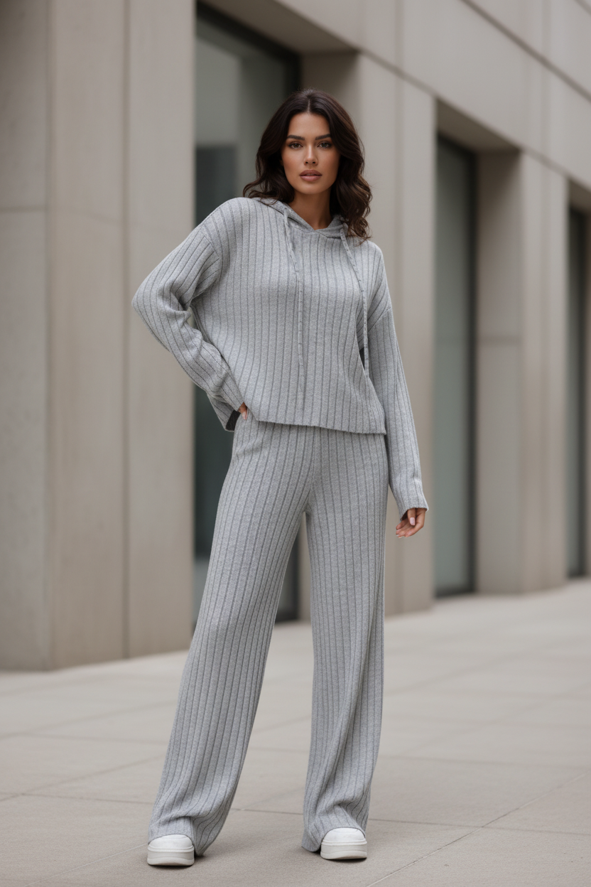 Conjunto Chic de Sudadera con Capucha y Pantalón Alto - LÚVORA