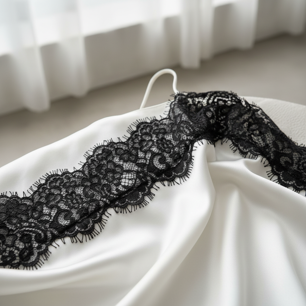 Vestido Corto Sin Mangas de Encaje y Satén - LÚVORA