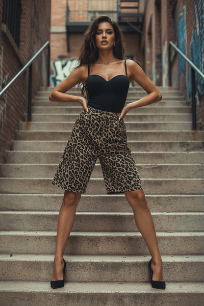 Pantalones Cortos de Algodón Estilo Leopardo - LÚVORA