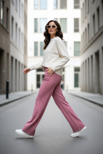 Pantalones de Cachemira de Pierna Ancha - LÚVORA