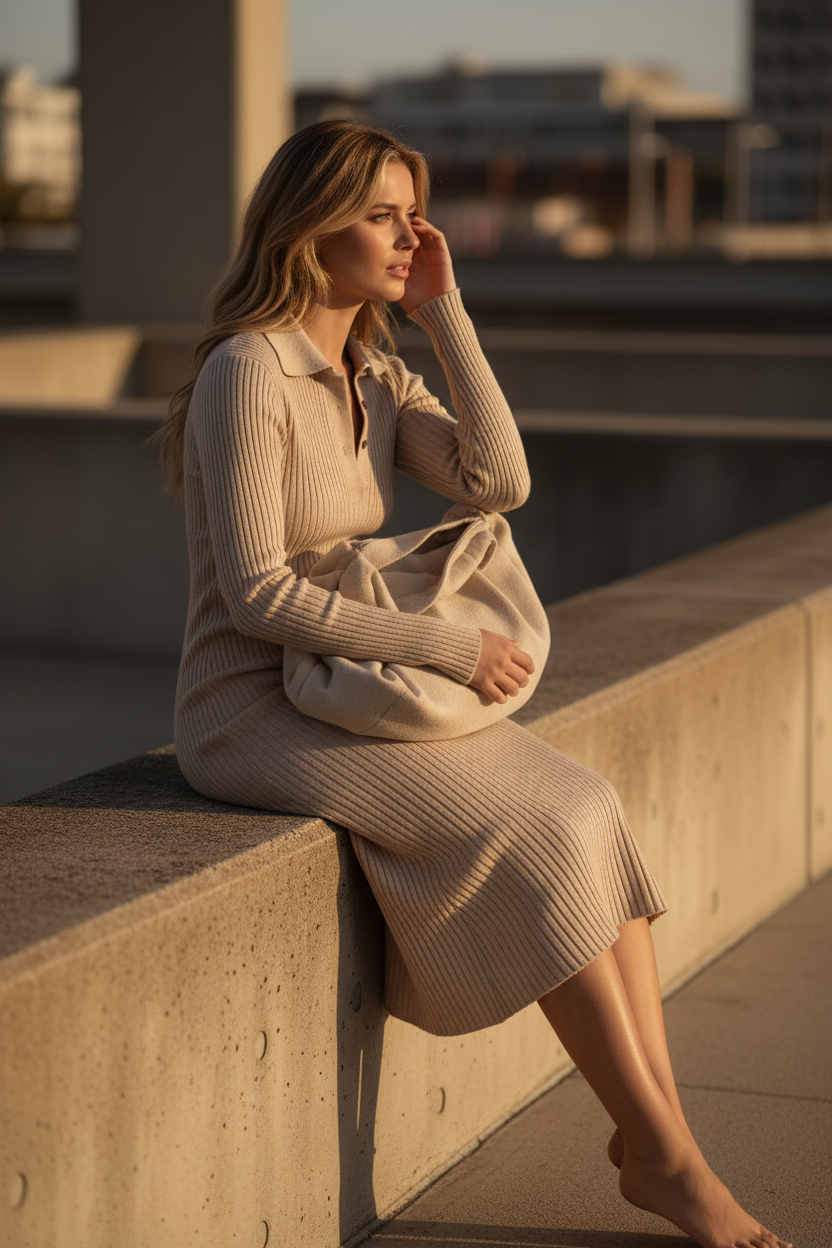 Vestido Camisero de Punto Premium - LÚVORA