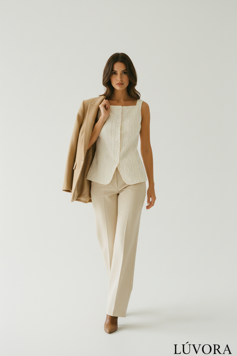 Camisa Estructurada con Textura Geométrica - LÚVORA