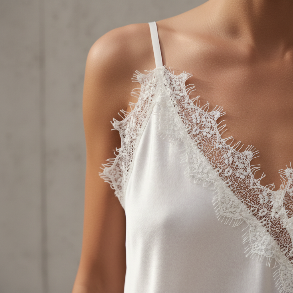 Camiseta Satinada con Encaje Elegante - LÚVORA