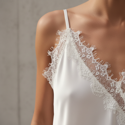 Camiseta Satinada con Encaje Elegante - LÚVORA