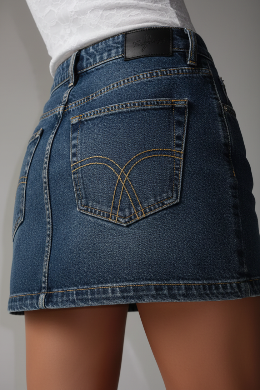 Falda Mini Denim Retro Y2K - LÚVORA