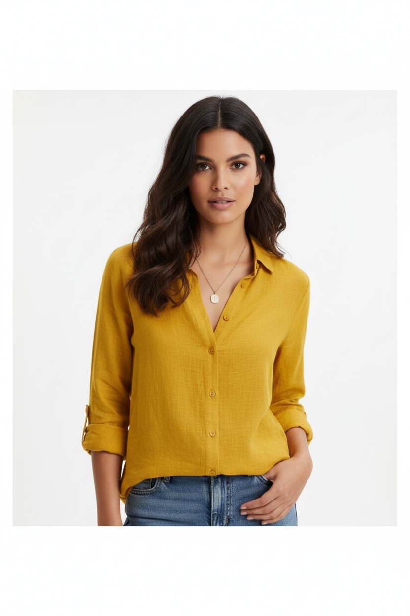 Camisa Elegante de Manga Larga Oversize - LÚVORA