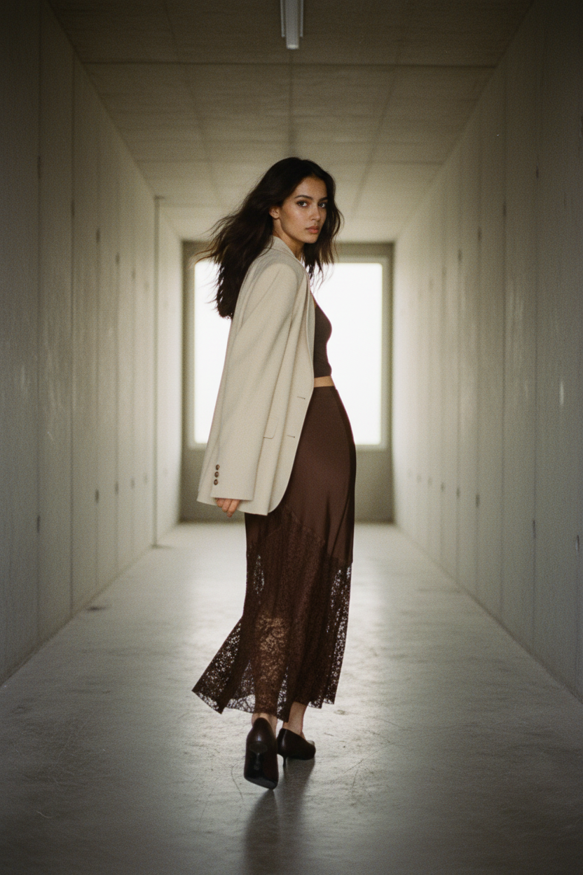 Falda Patchwork Encaje Cintura Alta - LÚVORA