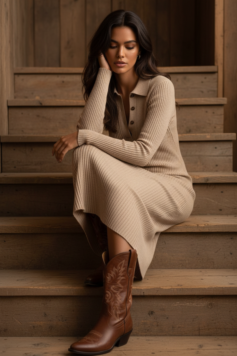 Vestido Camisero de Punto Premium - LÚVORA