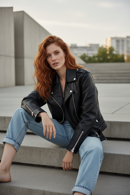 Chaqueta de Cuero Roja Elegante - LÚVORA