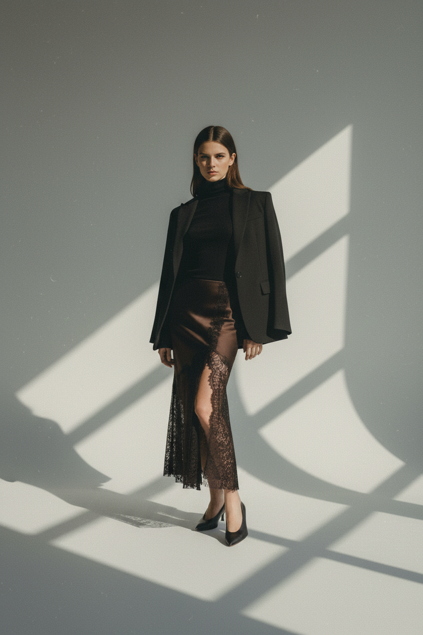 Falda Patchwork Encaje Cintura Alta - LÚVORA