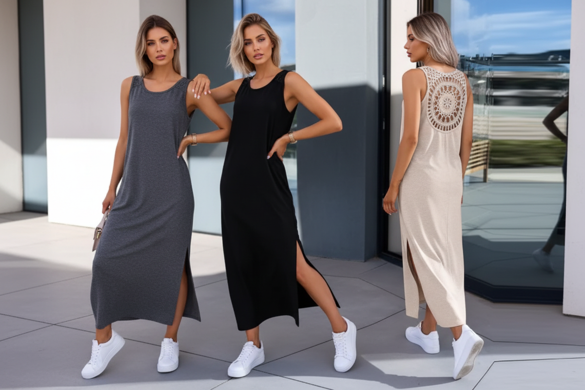 Vestido Midi Sin Espaldas con Encaje - LÚVORA