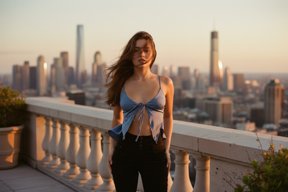 Top Chaleco Crop con Lazo Frontal - LÚVORA