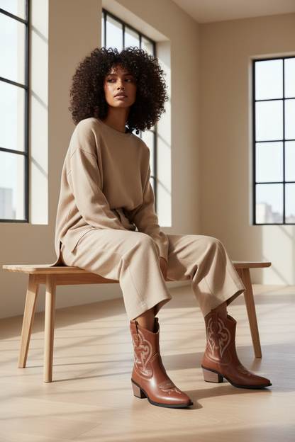 Botas Altas de Cuero Cowgirl Embrolladas - LÚVORA