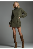 Vestido Mini Retro de Suede con Cuello Alto - LÚVORA