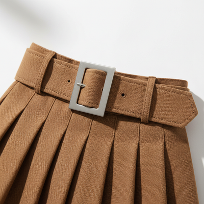 Falda Mini Plumeteada de Pana con Cinturón - LÚVORA