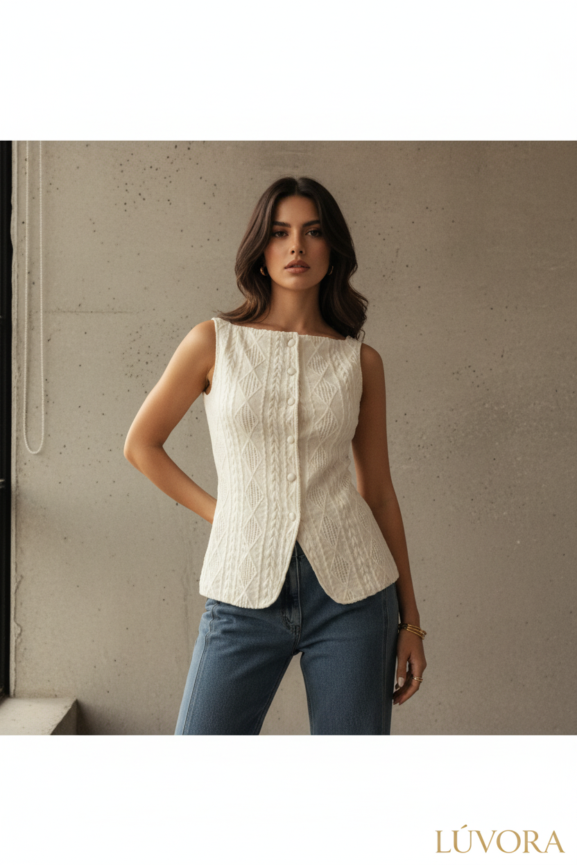 Camisa Estructurada con Textura Geométrica - LÚVORA