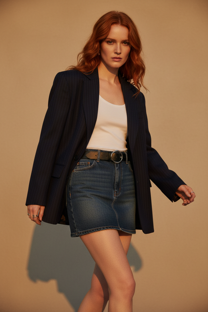 Falda Mini Denim Retro Y2K - LÚVORA