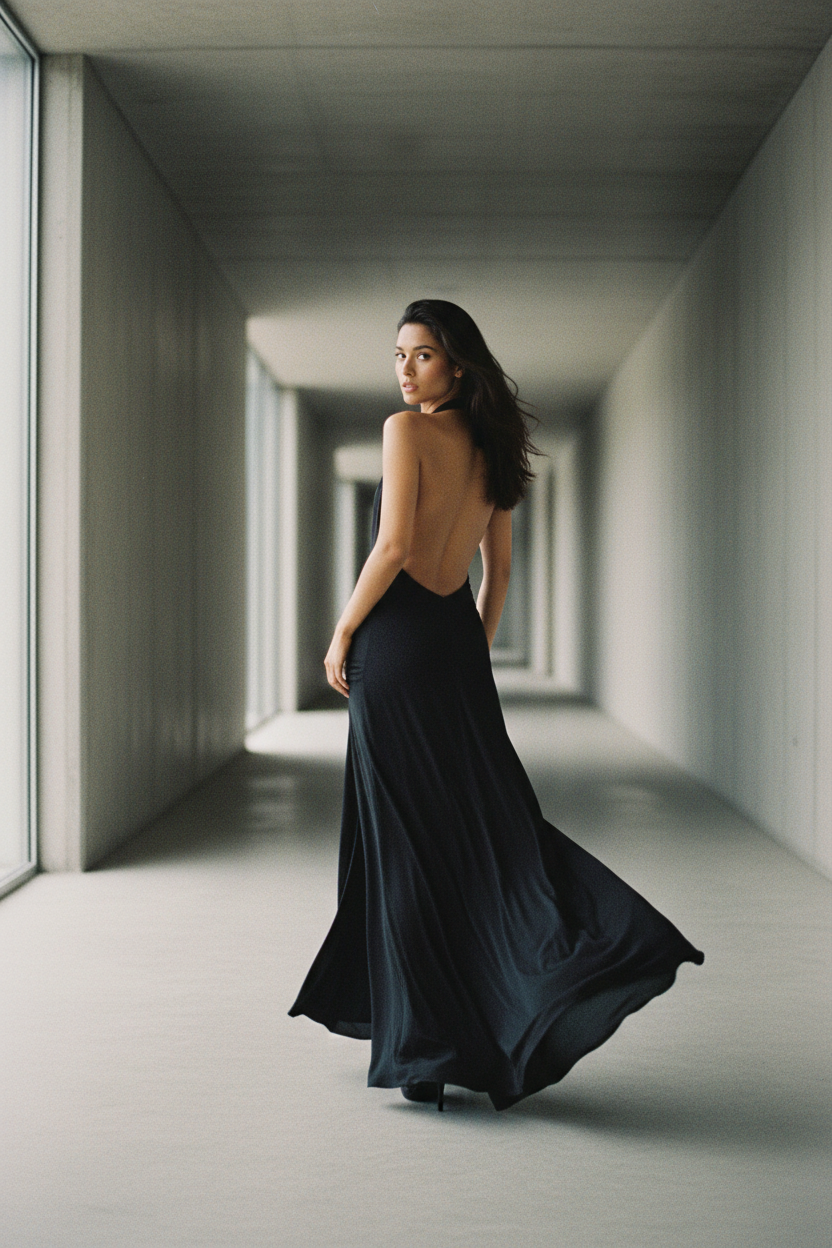 Vestido Maxi Halter Espalda Descubierta - LÚVORA