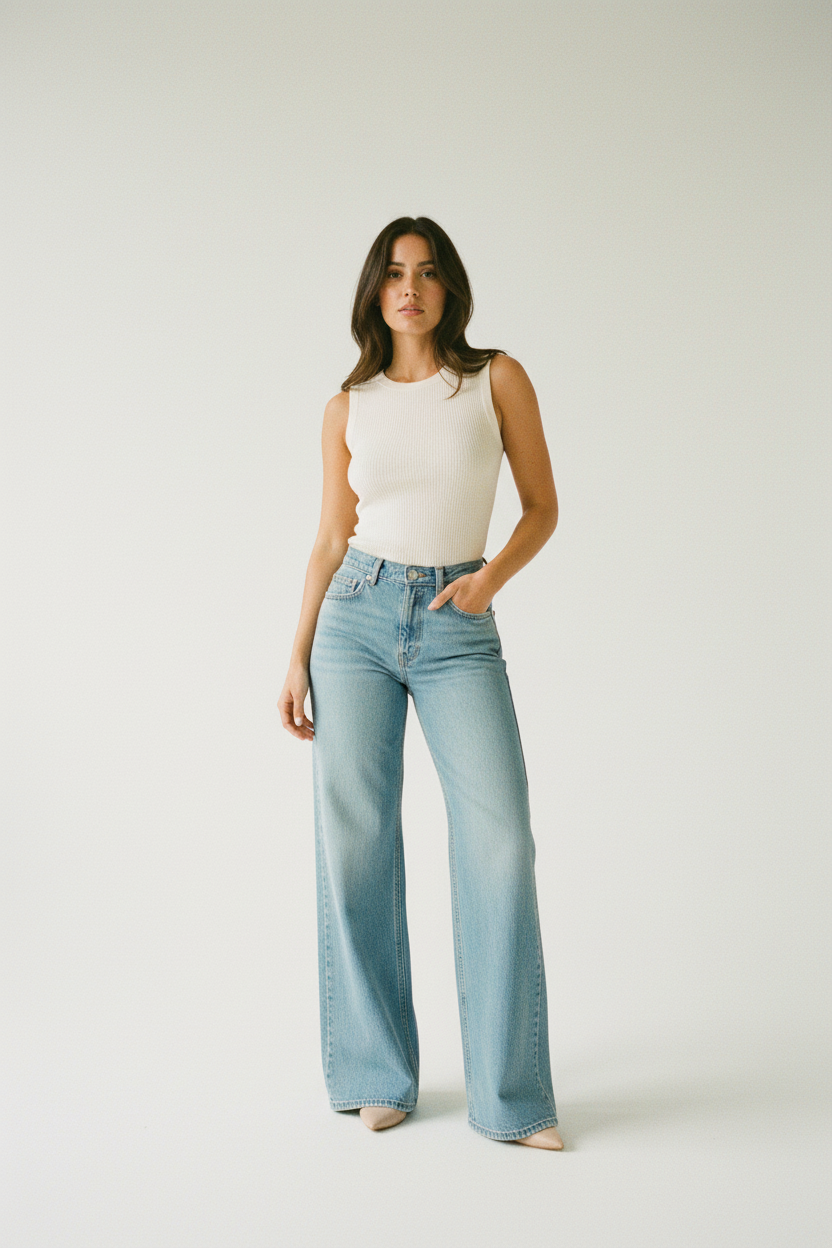 Pantalones Vaqueros Anchos Vintage Chic - LÚVORA