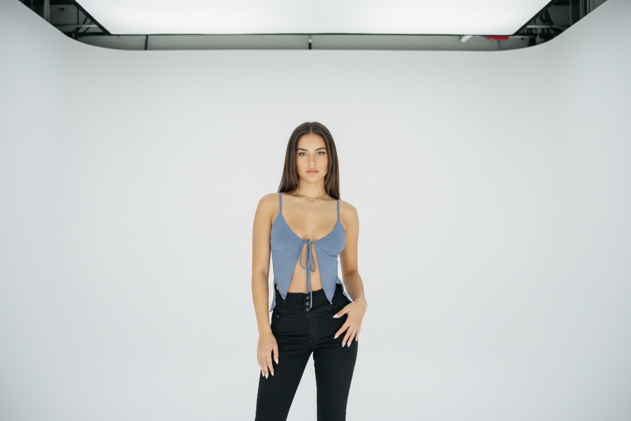 Top Chaleco Crop con Lazo Frontal - LÚVORA