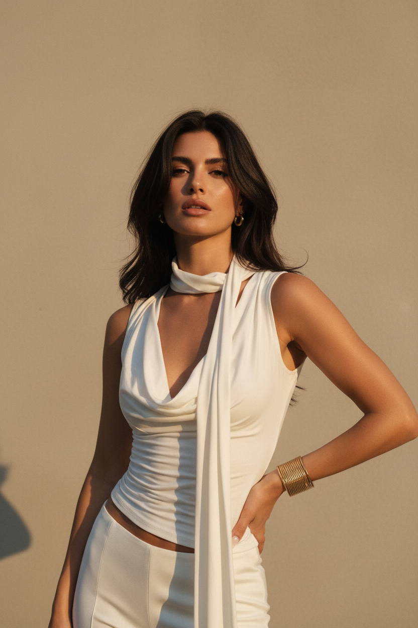 Top Elegante Sin Mangas V-Libro - LÚVORA