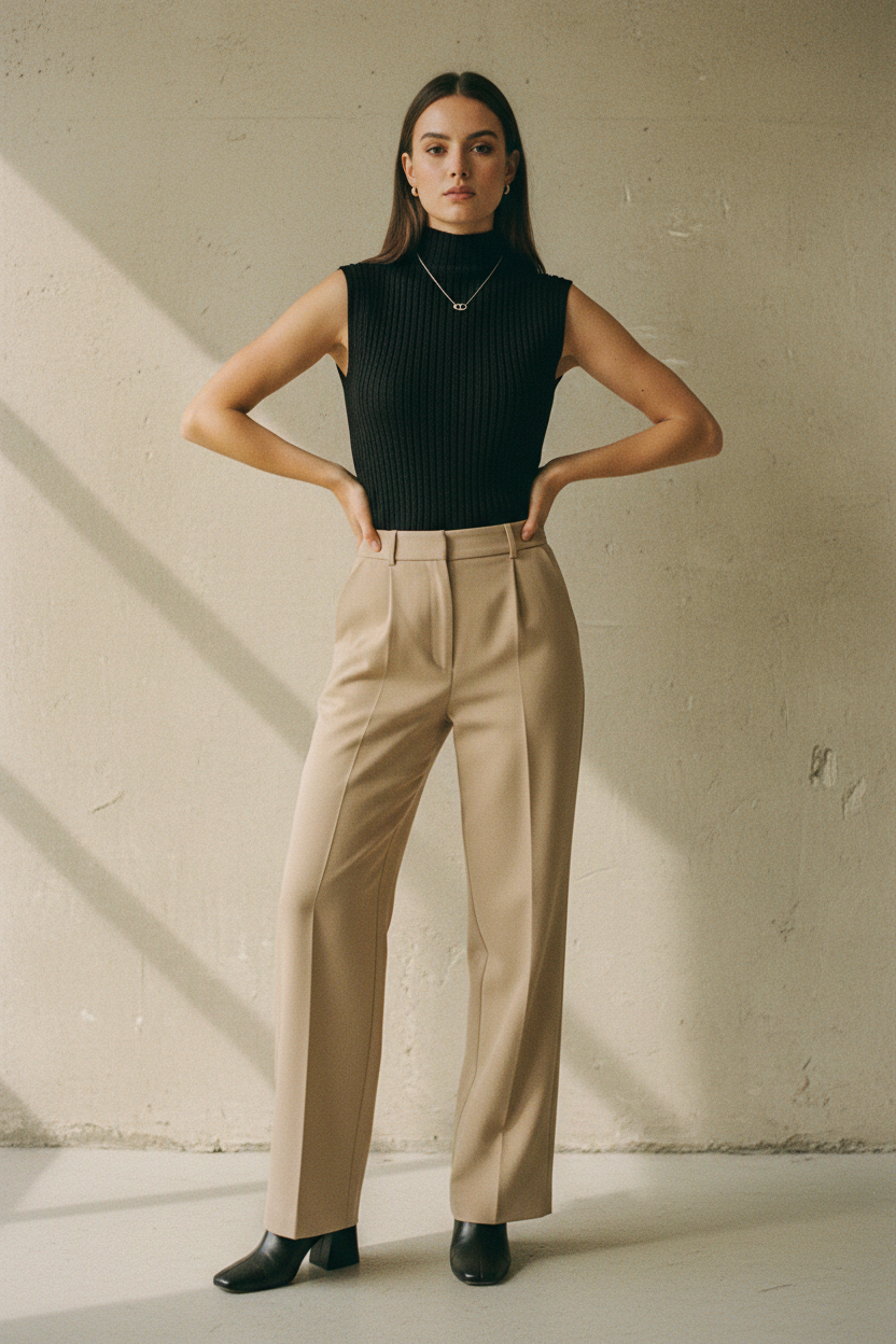 Top de Punto Cuello Alto Sofisticado - LÚVORA