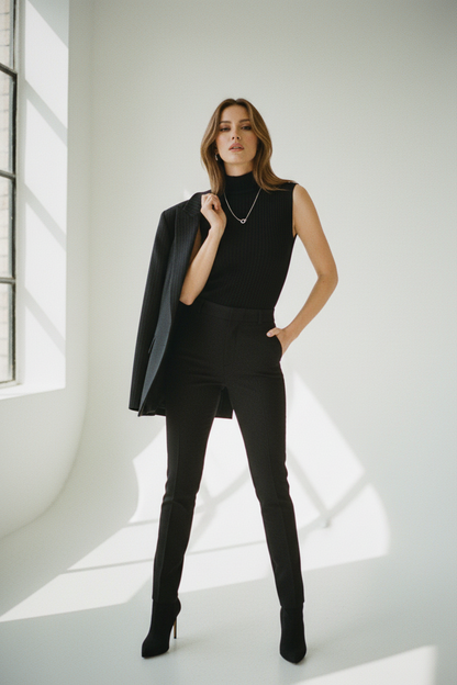 Top de Punto Cuello Alto Sofisticado - LÚVORA