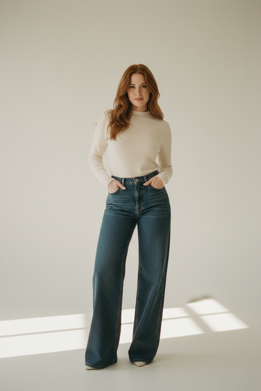 Pantalones Vaqueros Anchos Vintage Chic - LÚVORA