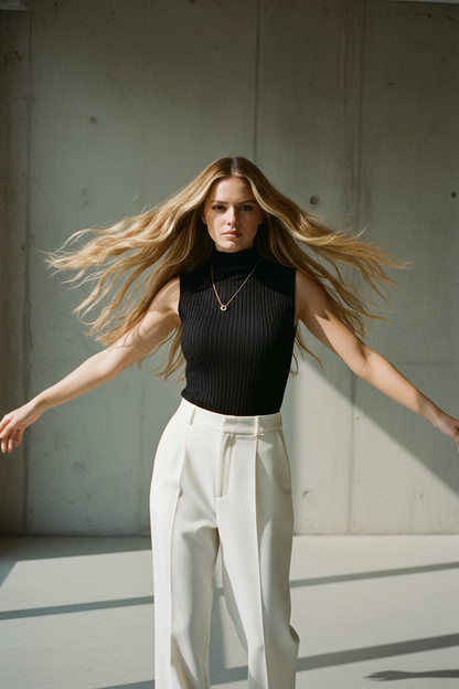 Top de Punto Cuello Alto Sofisticado - LÚVORA