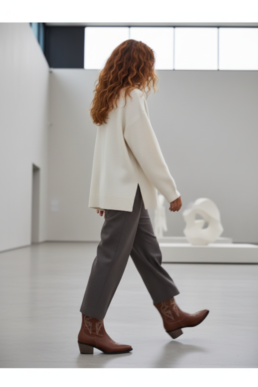 Botas Altas de Cuero Cowgirl Embrolladas - LÚVORA