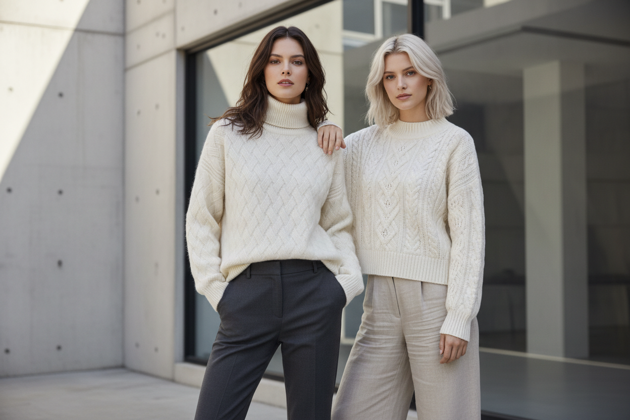 Suéter de Lana Merino con Cuello - LÚVORA