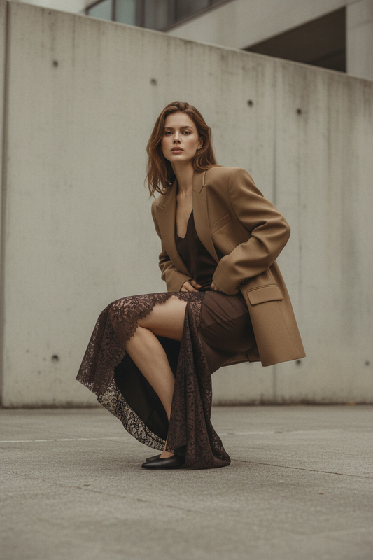 Falda Patchwork Encaje Cintura Alta - LÚVORA