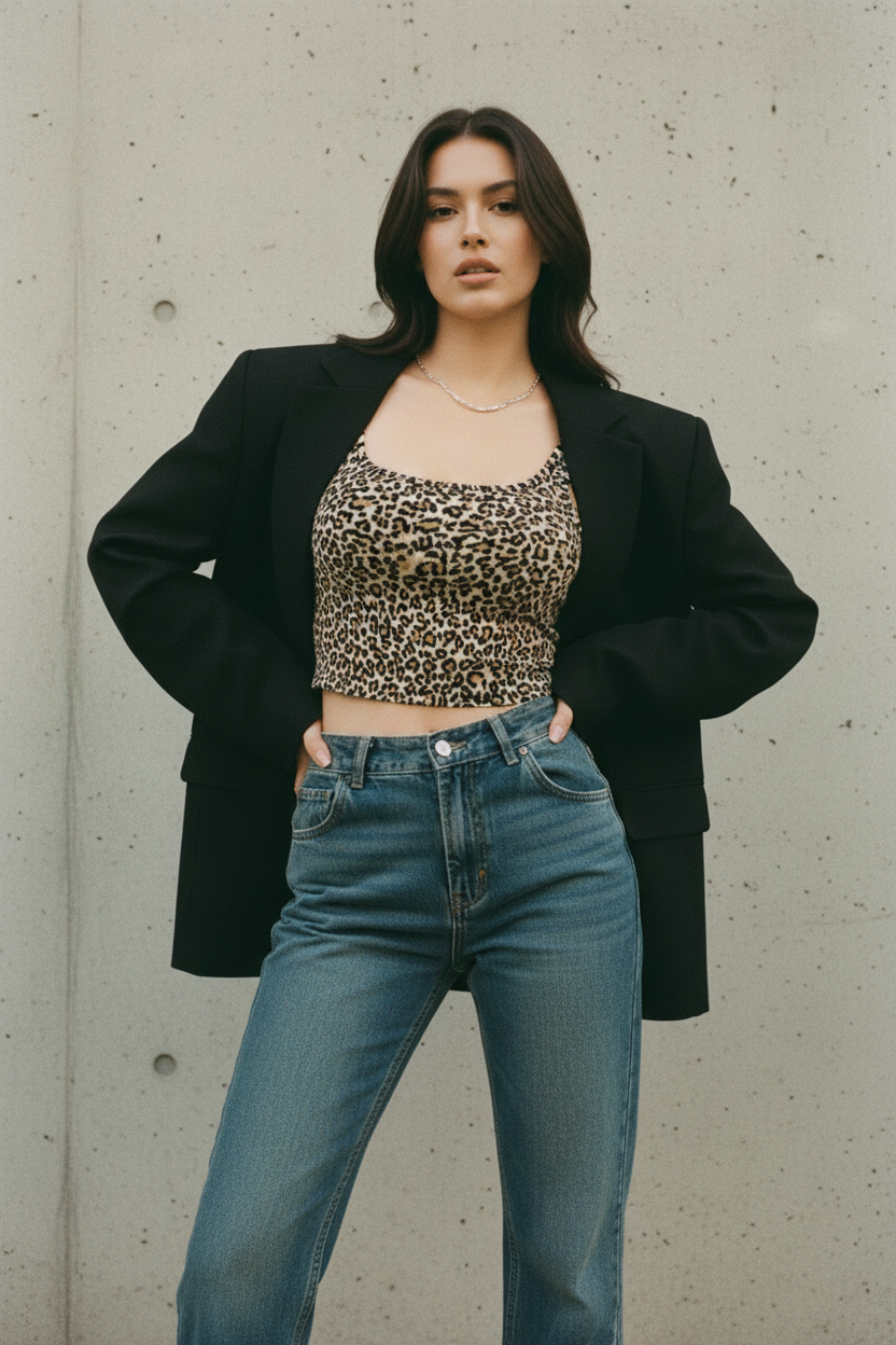 Chaleco de Mujer, Estilo Kpop, Estampado de Leopardo - LÚVORA