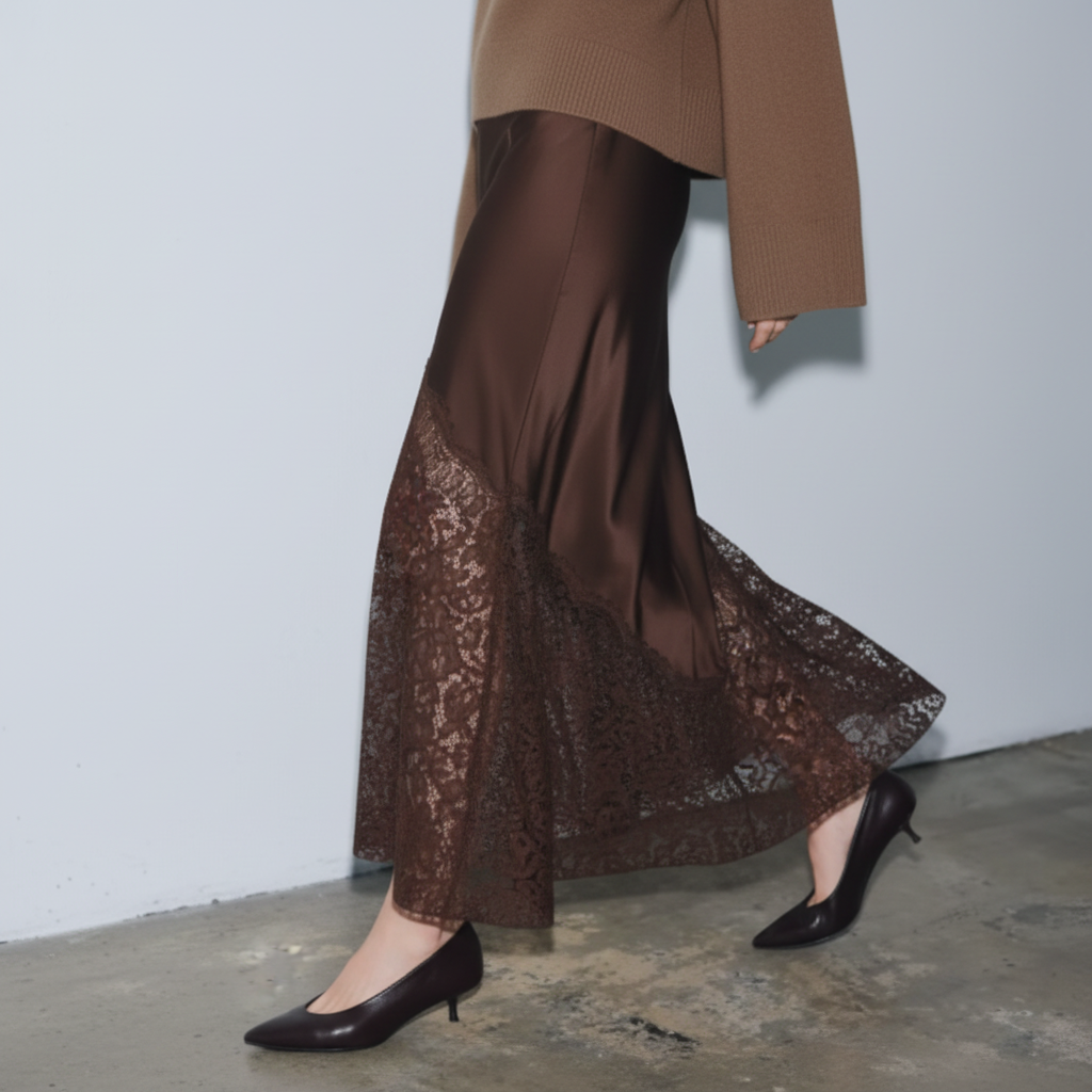 Falda Patchwork Encaje Cintura Alta - LÚVORA