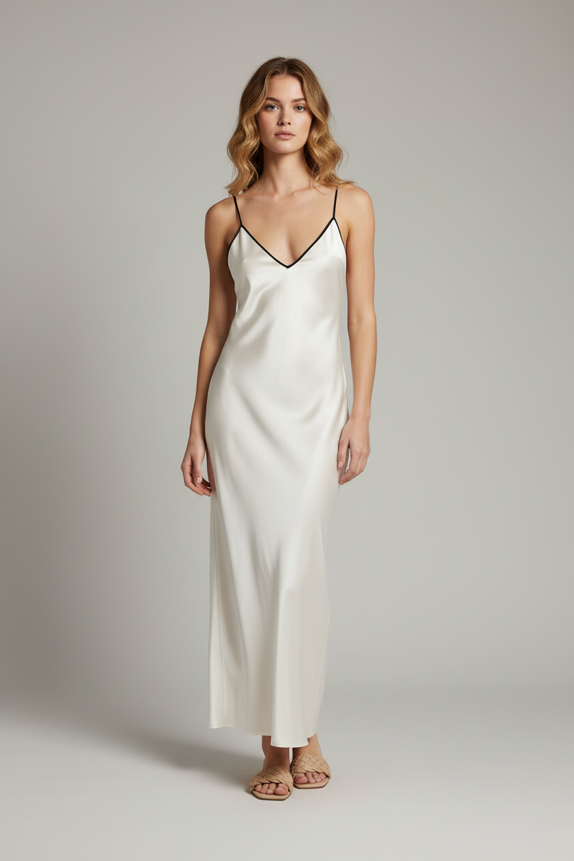 Vestido de Noche de Seda Ante Minimalista - LÚVORA
