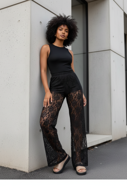 Pantalones Elegantes de Encaje Chic - LÚVORA