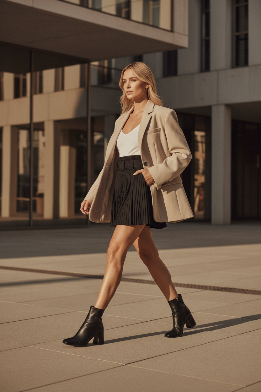 Falda Mini Plumeteada de Pana con Cinturón - LÚVORA