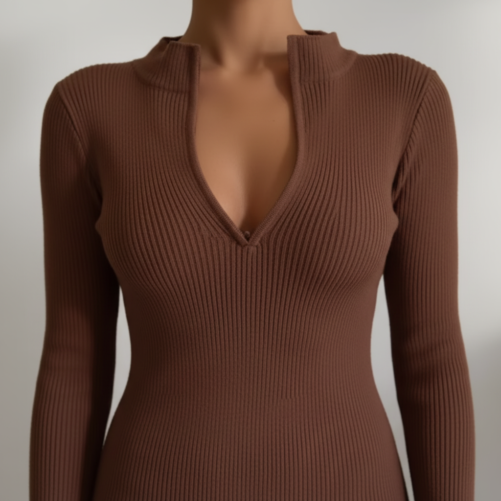 Vestido Elegante de Manga Larga con Cierre - LÚVORA