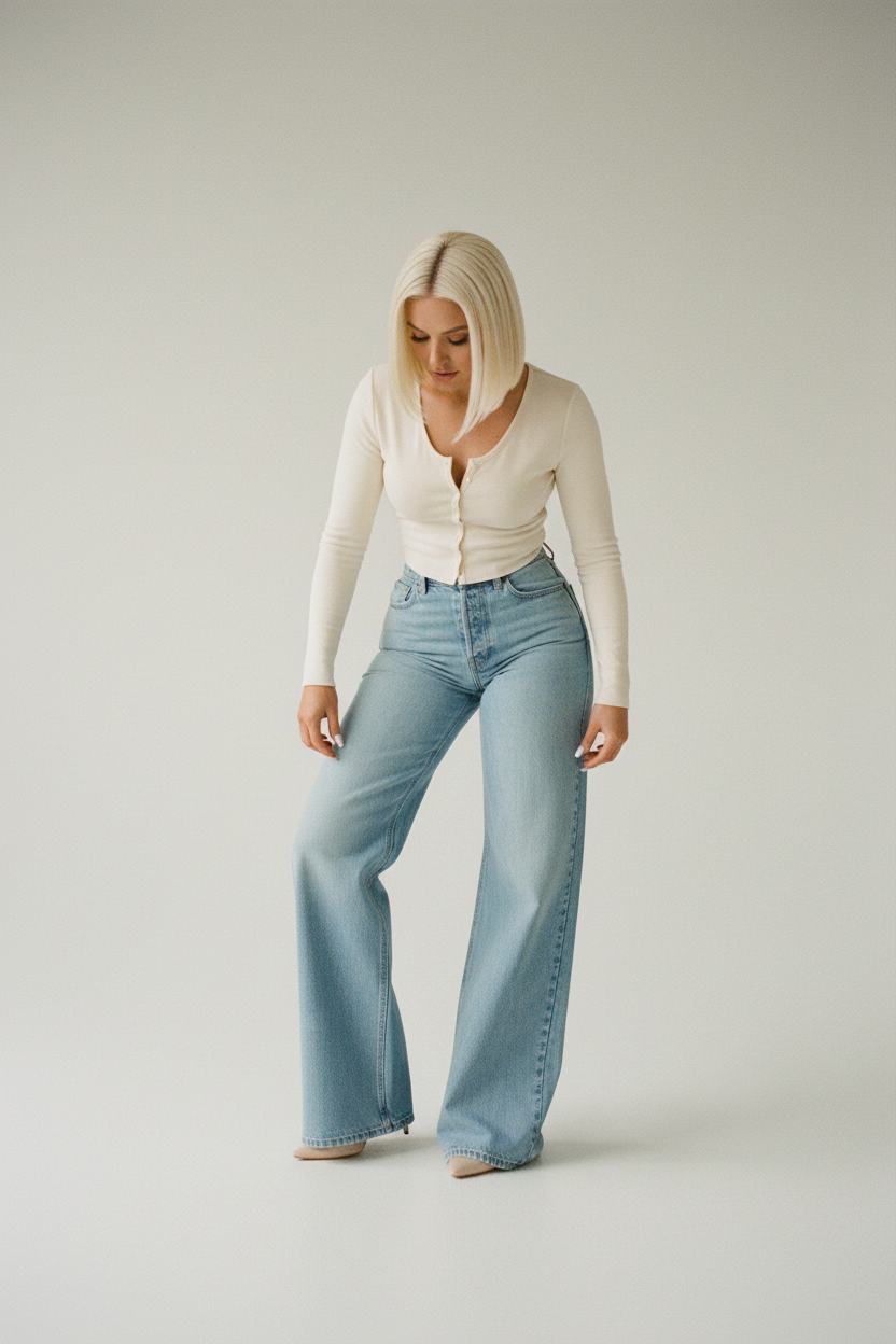 Pantalones Vaqueros Anchos Vintage Chic - LÚVORA