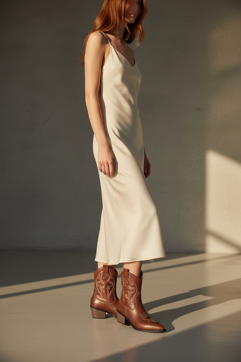 Botas Altas de Cuero Cowgirl Embrolladas - LÚVORA