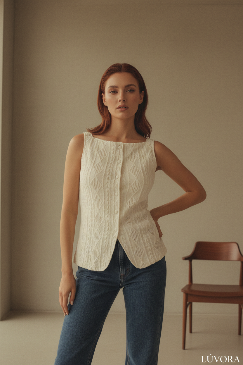 Camisa Estructurada con Textura Geométrica - LÚVORA