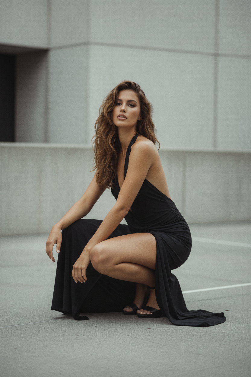 Vestido Maxi Halter Espalda Descubierta - LÚVORA