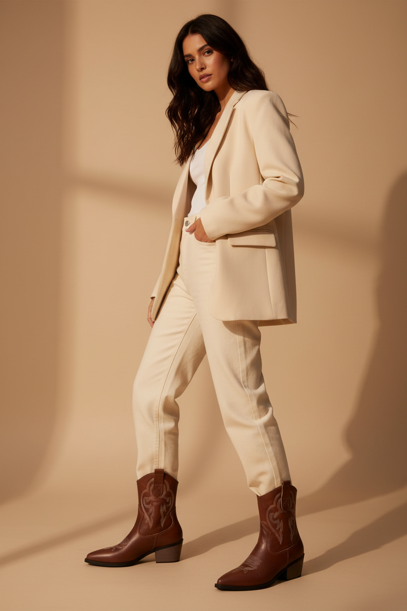 Botas Altas de Cuero Cowgirl Embrolladas - LÚVORA