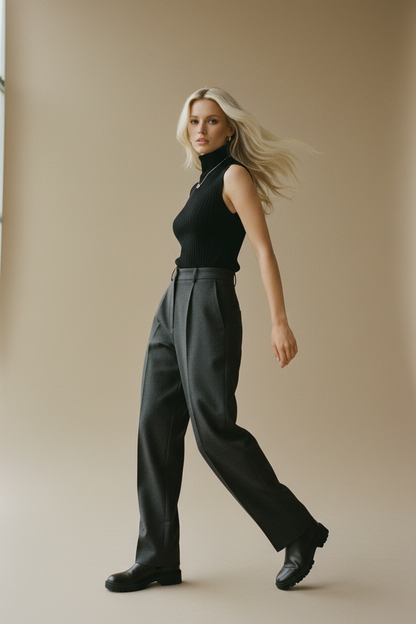 Top de Punto Cuello Alto Sofisticado - LÚVORA