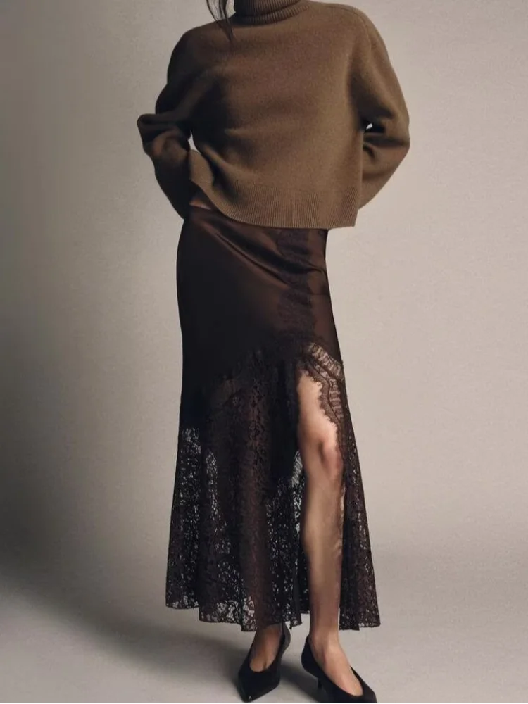 Falda Patchwork Encaje Cintura Alta - LÚVORA