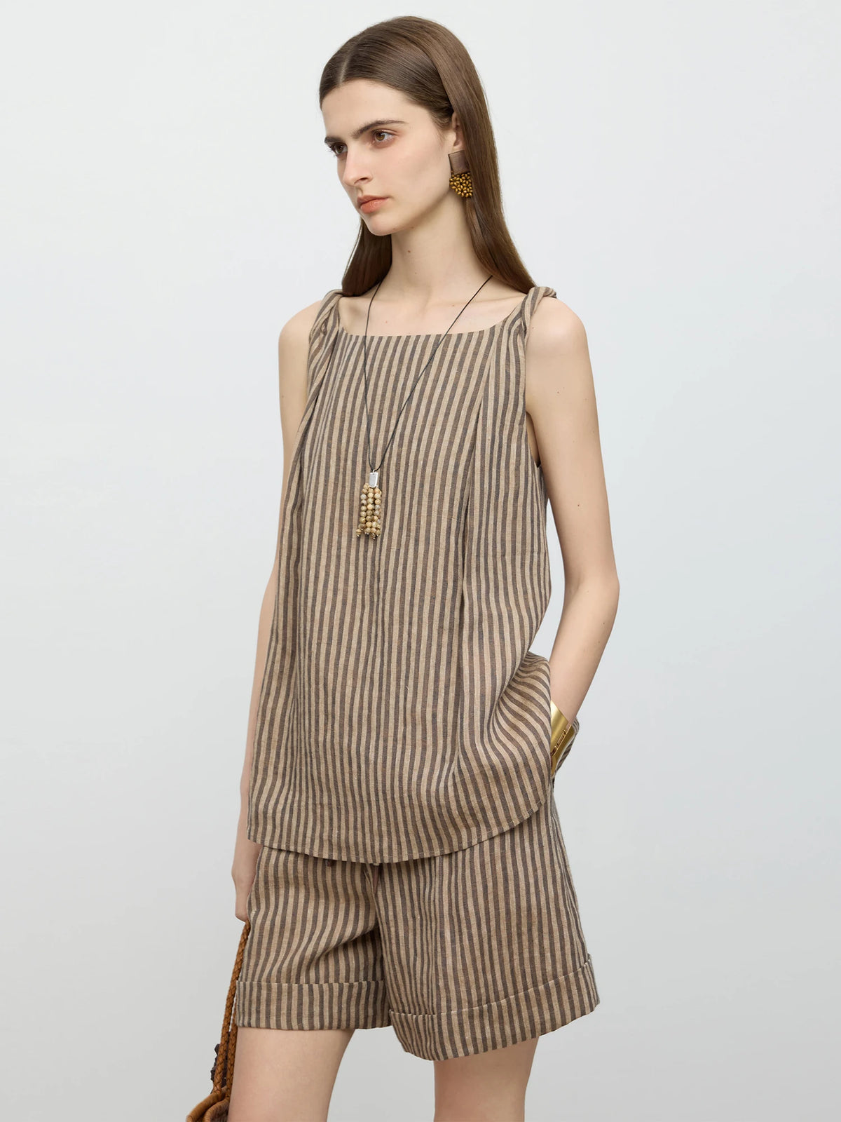 Conjunto de Top y Shorts de Lino Stripes Chic - LÚVORA