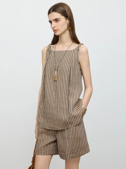 Conjunto de Top y Shorts de Lino Stripes Chic - LÚVORA